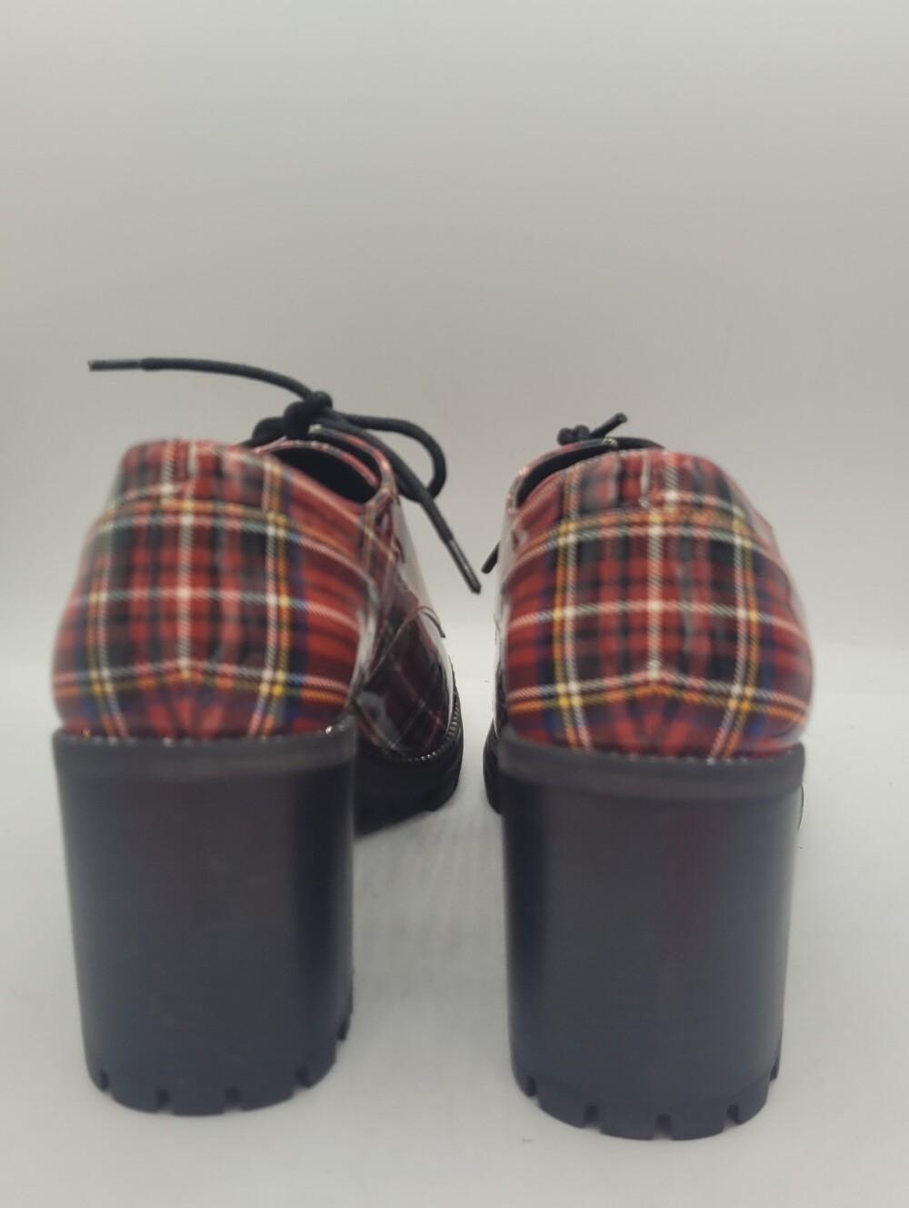 Jessica Simpson Resina red plaid Tartan chunky 3.25" heel oxfords - Picture 9 of 16